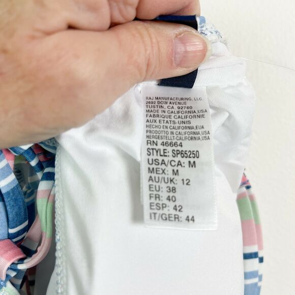 Splendid NWT Blue Pink Striped Holding Pattern Bandeau One-Piece Swimsuit Size M - Picture 6 of 9